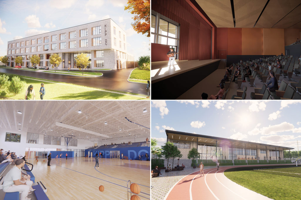 Four renderings of KIPP DC's new high school