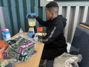 Student at smoothie making session during YMES