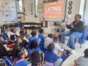 Ms. Bryan with her students in the classroom