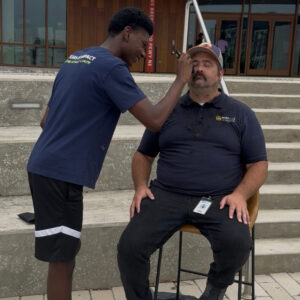 Chris and DaJaun during beard shaving